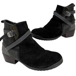 Keen Morrison Ankle Boot Womens Size 8.5 Black Leather Side Zip Low Heel Bootie